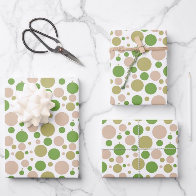 Niedlich gekachelte Polka dot Party Wrapping Paper Geschenkpapier Set (Vorderseite)