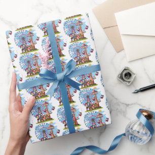 niedlich gekachelte Zirkus-Party Geschenkpapier