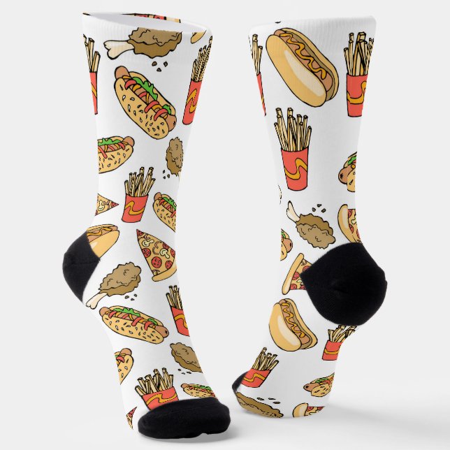 niedlich gekacheltes Fast Food-Muster Socken (Gewinkelt)