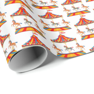 niedlich gekacheltes Karussell-Party Geschenkpapier