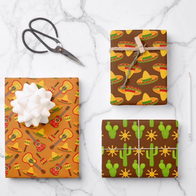 Niedlich gekacheltes südwestliches Muster Geschenkpapier Set (Vorderseite)