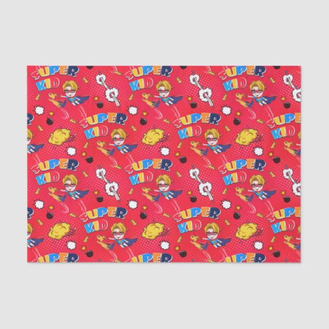 niedlich gekacheltes Superheldenmuster Seidenpapier (Vorderseite)