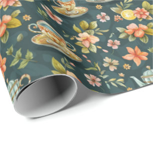 Niedlich gekacheltes Tee-Party Geschenkpapier