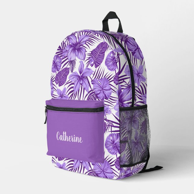 Niedlich gekacheltes tropisches Blattmuster, Teena Bedruckter Rucksack (Rückseitige Ecke Rechts)