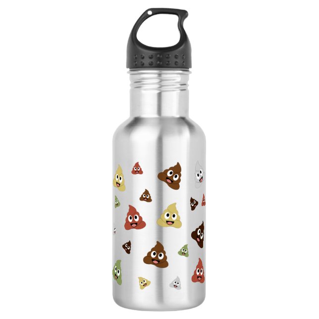 Niedlich Gekackt emoji-lustige Geschenkideen Edelstahlflasche (Vorderseite)