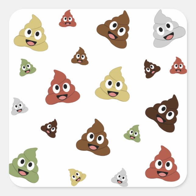 Niedlich Gekackt emoji-lustige Geschenkideen Quadratischer Aufkleber (Vorderseite)