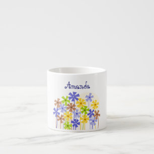 Niedlich-gelb-braune Blume zeichnend Name Espressotasse