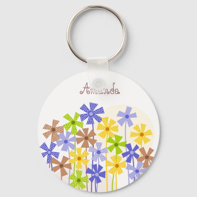 Niedlich-gelb-braune Blume zeichnend Name Schlüsselanhänger (Vorderseite)