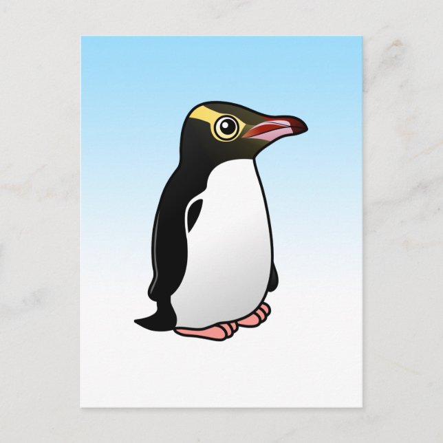Niedlich-Gelb-mit Augen Pinguin Postkarte (Vorderseite)