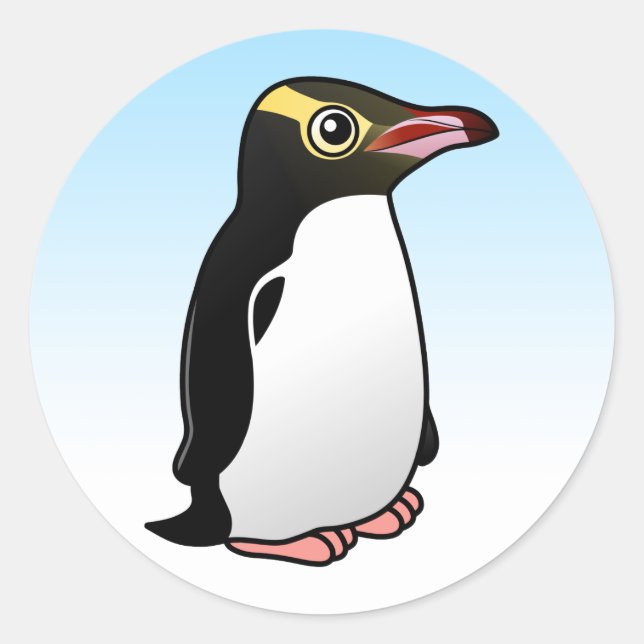 Niedlich-Gelb-mit Augen Pinguin Runder Aufkleber (Vorderseite)