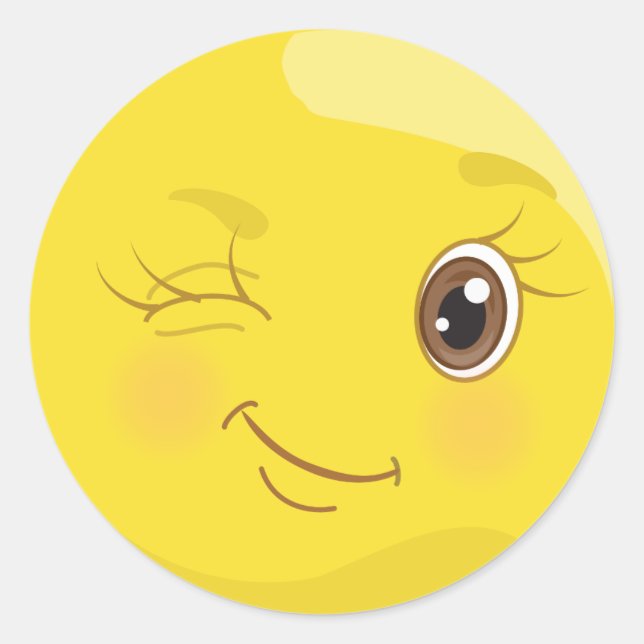 Niedlich-Gelb-Rosa-Emoji-Aufkleber Runder Aufkleber (Vorderseite)