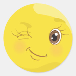 Niedlich-Gelb-Rosa-Emoji-Aufkleber Runder Aufkleber