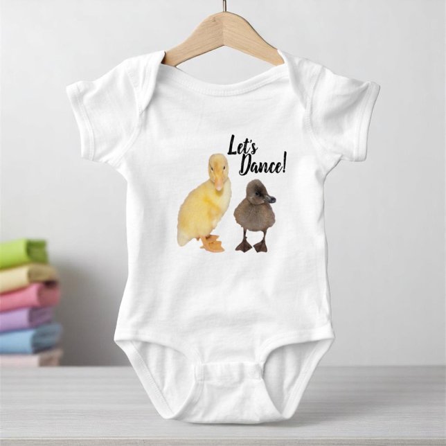 Niedlich-Gelb- und Grauducklings Fotografien Baby Strampler (baby body suit front)