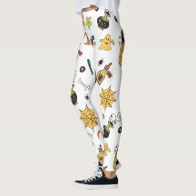 Niedlich-Gelb- und Grüne-Bohnen-Halloween-Leggings