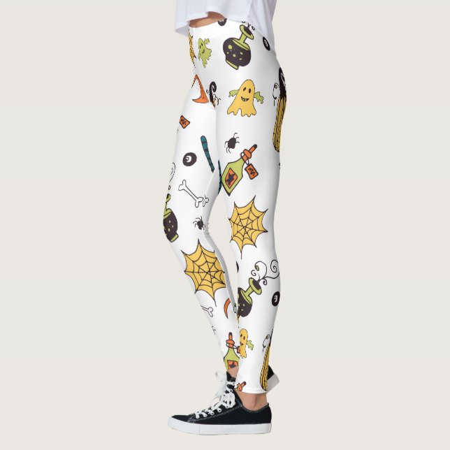 Niedlich-Gelb- und Grüne-Bohnen-Halloween-Leggings Leggings (Links)