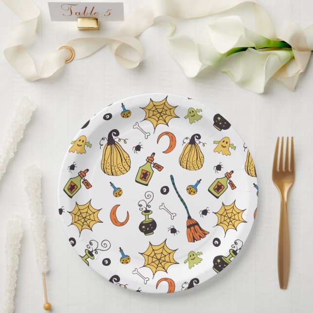 Niedlich-Gelb- und Grünes-Boo-Halloween Pappteller (Hochzeit)