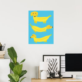 Niedlich-Gelbe Bananenhunde Grafik Poster
