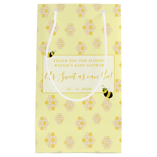 Niedlich-gelbe Biene- und Honeycomb-Muster Kinderd Kleine Geschenktüte (Vorderseite)