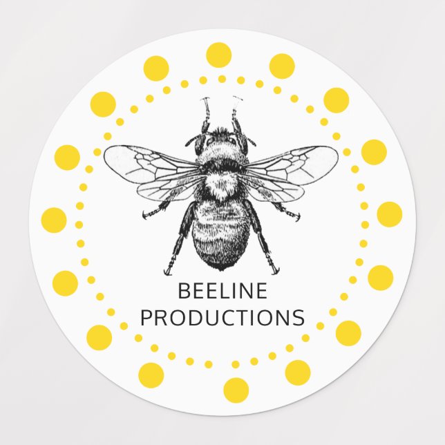 Niedlich-Gelbe Bienenzucht Etiketten (Design 1)