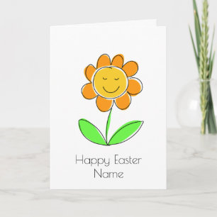 Niedlich-Gelbe Blume Cartoon Frohe Ostern Karte