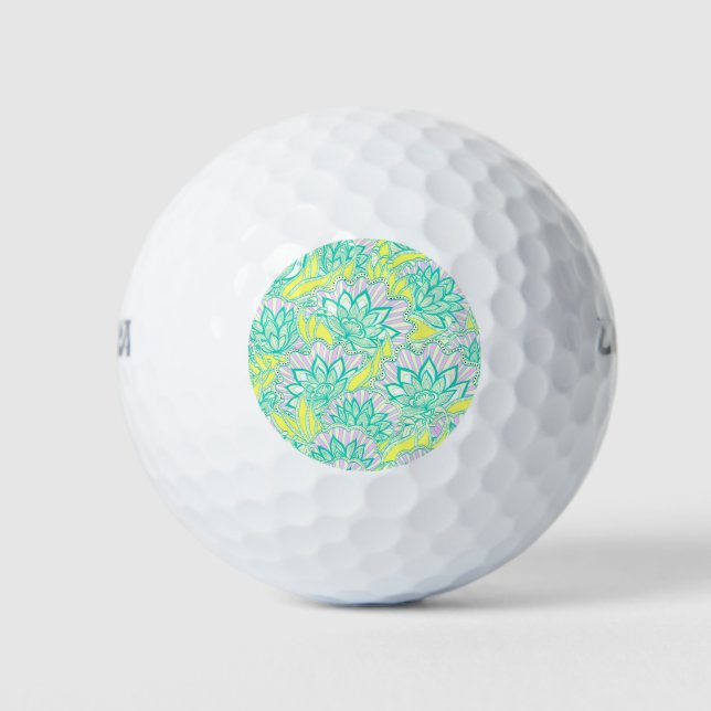 Niedlich-gelbe Blumenmuster Keramik Golfball (Vorderseite)