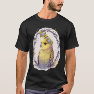 Niedlich-Gelbe Budgie-Parakeet-Bird-Blume T-Shirt