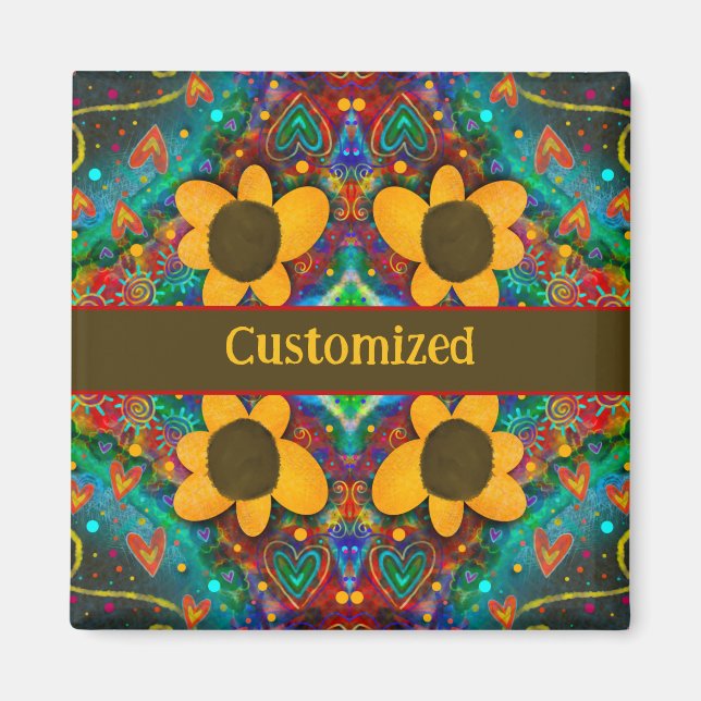 Niedlich-Gelbe Daisy-Inspirivity Floral Magnet (Vorne)