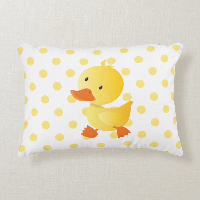 Niedlich-Gelbe Duckie Polka Dots Zierkissen (Vorderseite)