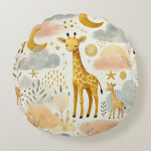Niedlich Gelbe Giraffe Warm Baby Kinderzimmer Kiss Rundes Kissen