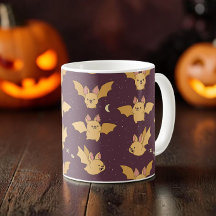 Niedlich-Gelbe Halloween-Fledermäuse auf einem Bur