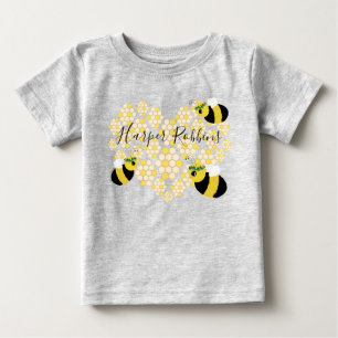 Niedlich-Gelbe Honigwabe Herz Honey Bee Baby Gesch Baby T-shirt