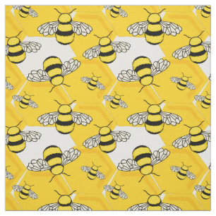 Niedlich-Gelbe Hummeln auf Honeycomb-Muster Stoff