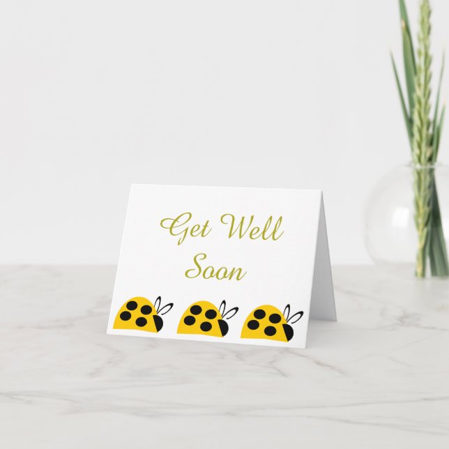 Niedlich-Gelbe Ladybug wird bald gut Karte (Vorderseite)