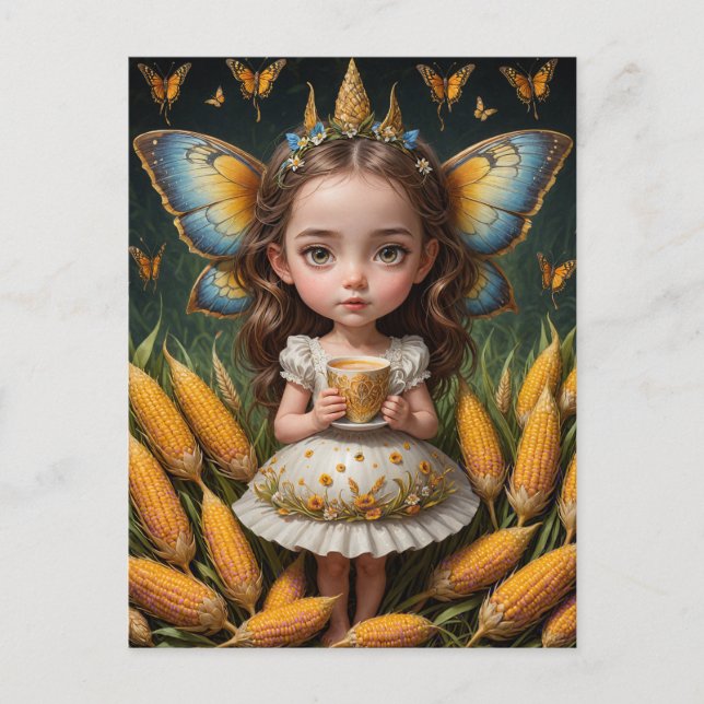 Niedlich-Gelbe Maisschmetterlingsfliege Postkarte (Vorderseite)