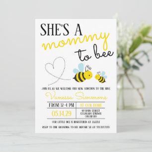 Niedlich-gelbe Mama-Bee-Baby-Dusche Einladung