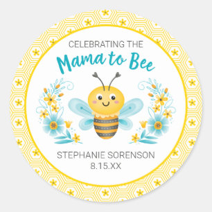 Niedlich-Gelbe Mama bis Bee-Baby-Dusche Runder Aufkleber