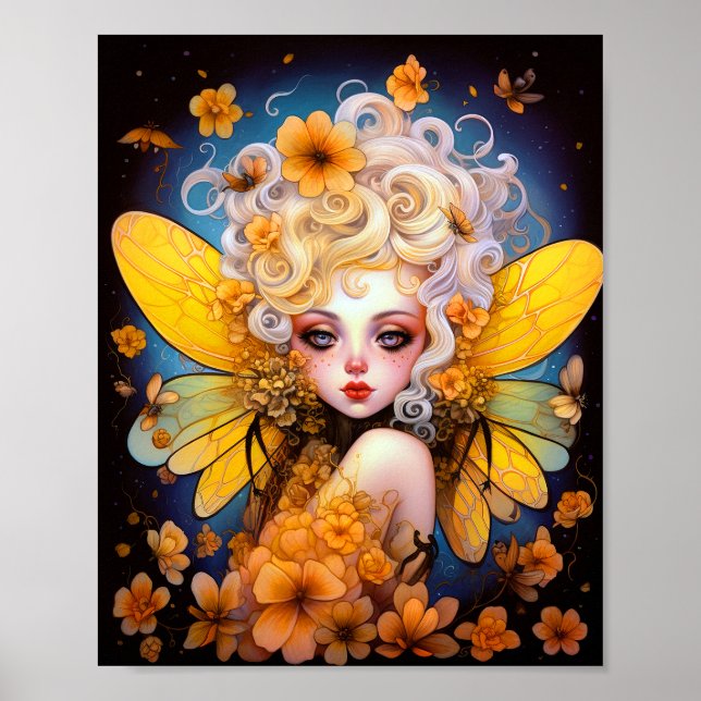 Niedlich Gelbe Märchen Fantasy Art Poster (Vorne)