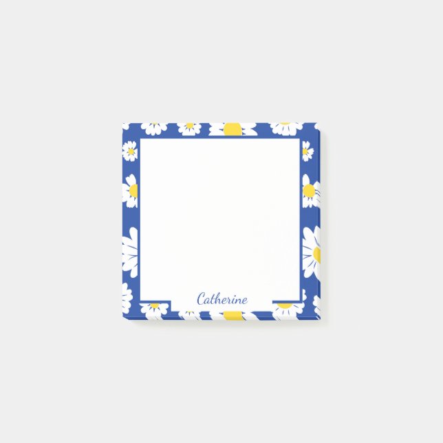 Niedlich-gelbe weiße Daisy-Blume personalisieren Post-it Klebezettel (Vorderseite)