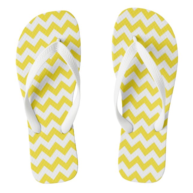 Niedlich Gelbe Zickzack Gemusterte Flip Flops (Fußbett)