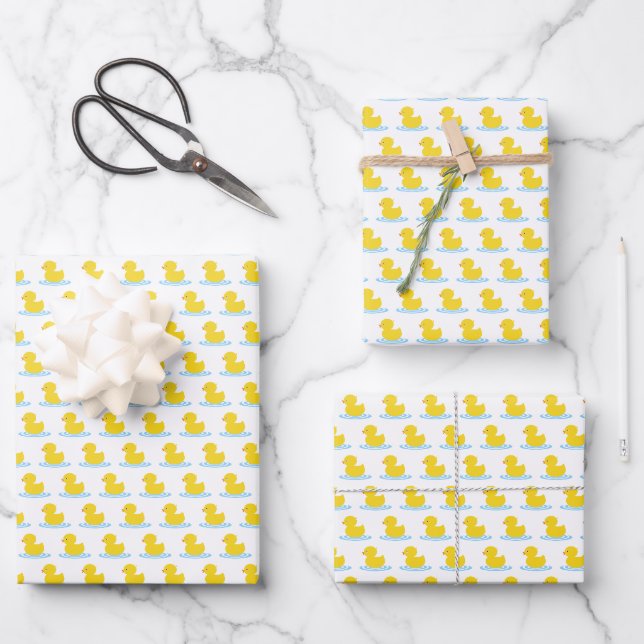 Niedlich-Gelbente-Babydusche Geschenkpapier Set (Vorderseite)