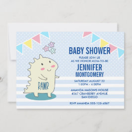 Niedlich-gelber Dinosaurier mit Happy Stars Baby D Einladung