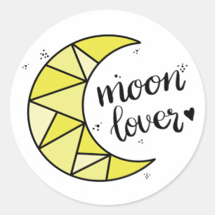 Niedlich-Gelber Mond-Lover-Geometrischer Mond Runder Aufkleber