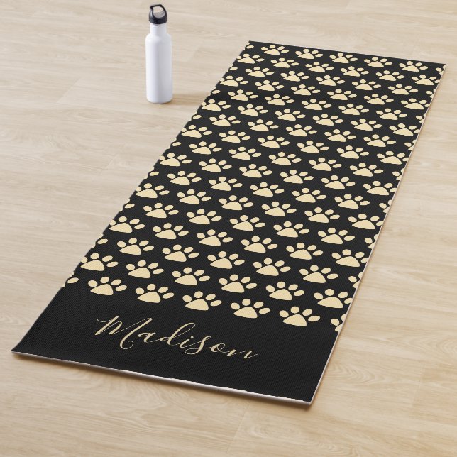 Niedlich-Gelber Pawprint Personalisiert-Schwarzmee Yogamatte (Beispiel)