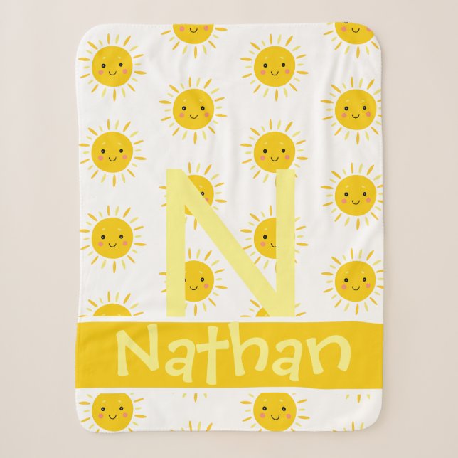 Niedlich Gelbes Lächeln Sonnencreme Name Baby Sherpadecke (Vorderseite)