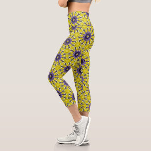 Niedlich-Gelbes Lila Kaleidoskop Geometrisches Mus Capri Leggings