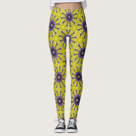 Niedlich-Gelbes Lila Kaleidoskop Geometrisches Mus Leggings