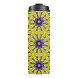 Niedlich-Gelbes Lila Kaleidoskop Geometrisches Mus Thermosbecher