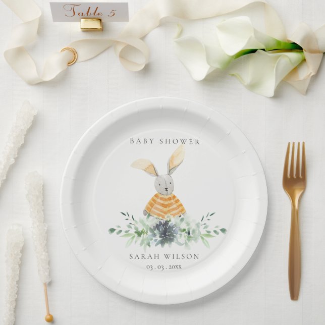 Niedlich-gelbes Sonnengarten Foliage Babydusche  Pappteller (Hochzeit)