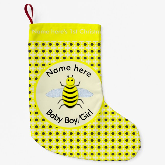 Niedlich-Gelbkraut-Bienengeschlecht als Erstes neu Kleiner Weihnachtsstrumpf (Vorderseite)