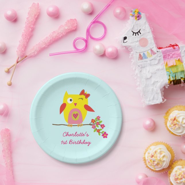 Niedlich Gelbpinke, gelbe Blume Personalisiert Geb Pappteller (Party)